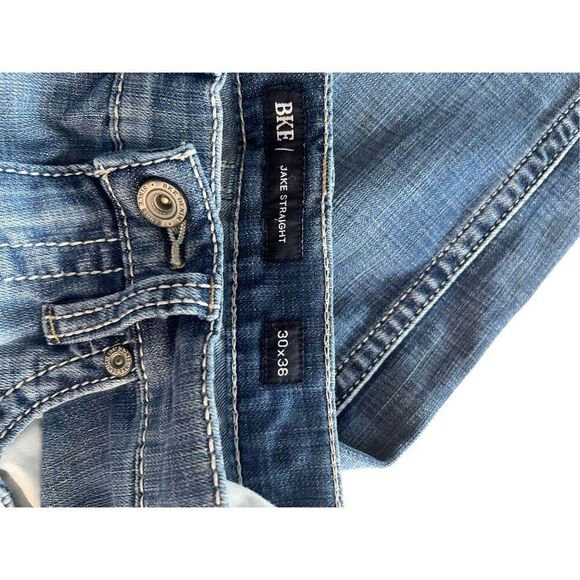 BKE Est 1967 Mens Blue Cotton Blend Stretch Jake Straight Leg Jeans Size 30x36 - Picture 5 of 9